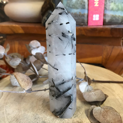 Tourmalinated Quartz Point SKU 23488