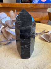 Black Tourmaline & Hematite Point SKU 25208