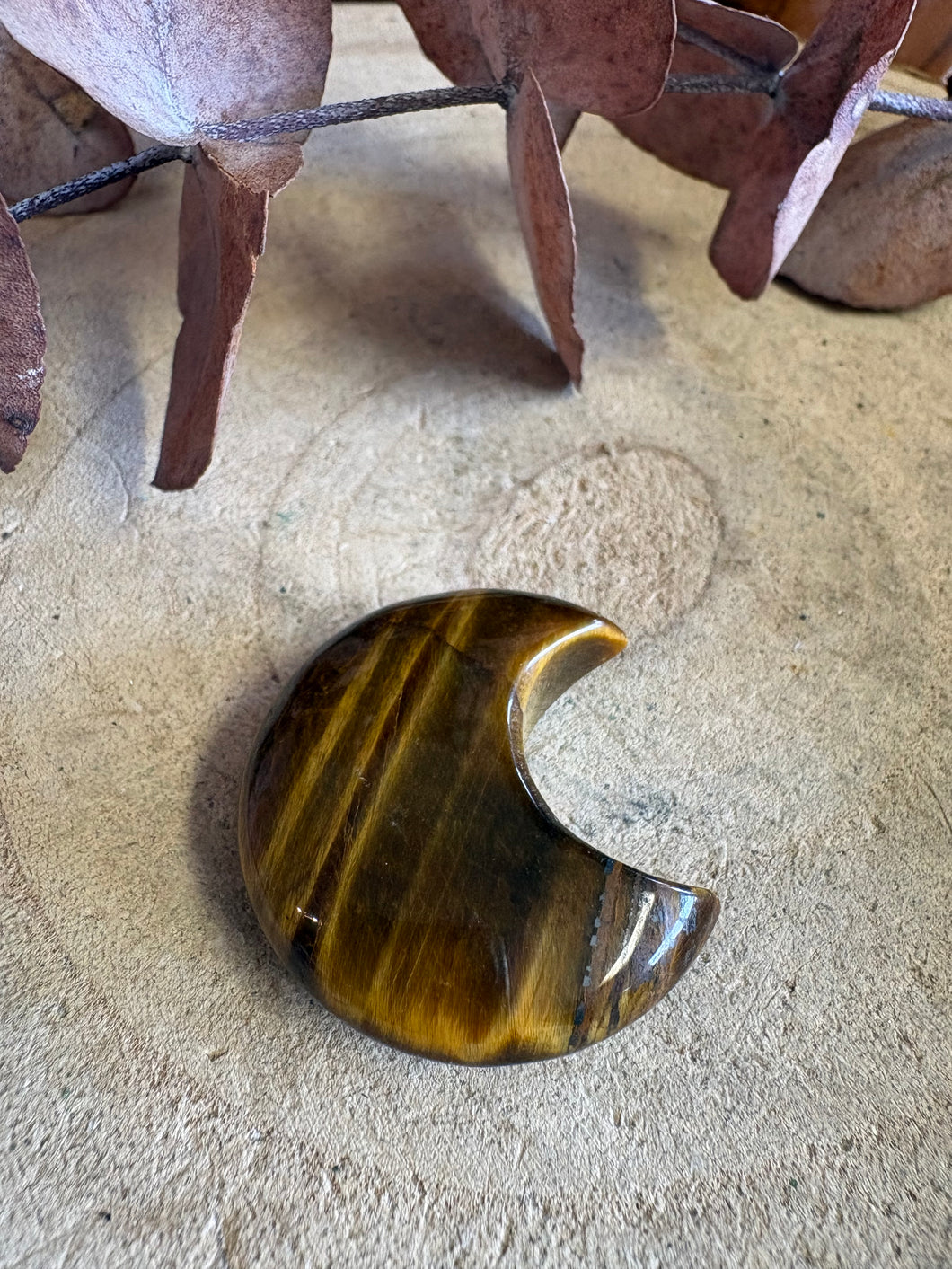 Tiger Eye Moon Carving SKU 26208