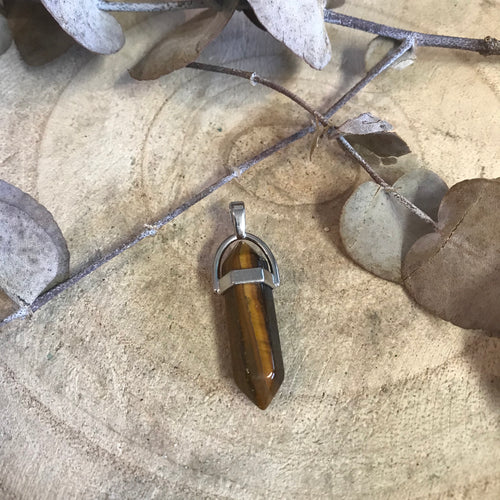 Tiger Eye Double Terminated Point Pendant SKU 22937