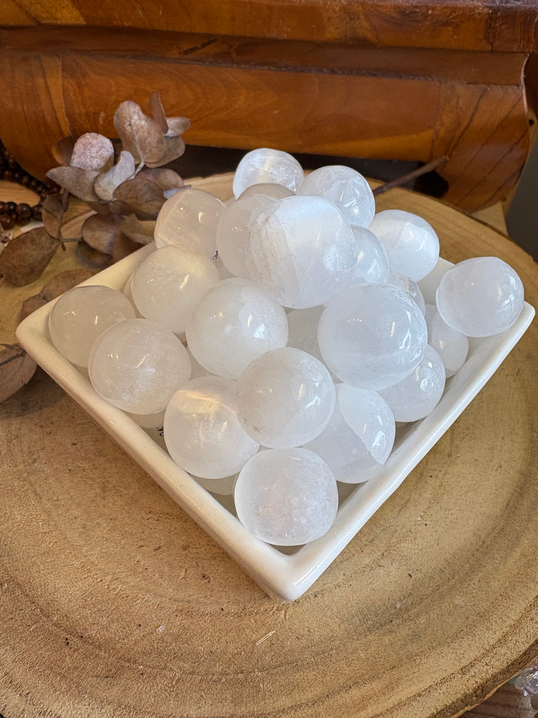 Selenite Round Tumblestones SKU 24710
