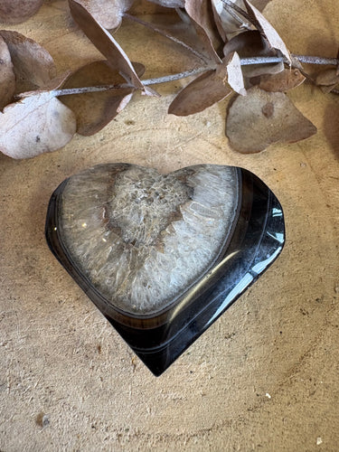 Black Agate & Quartz Heart SKU 24367