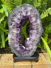 Amethyst Geode Slice in Wooden Stand SKU 25396