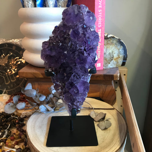 Amethyst Cluster on Metal Stand SKU 23734