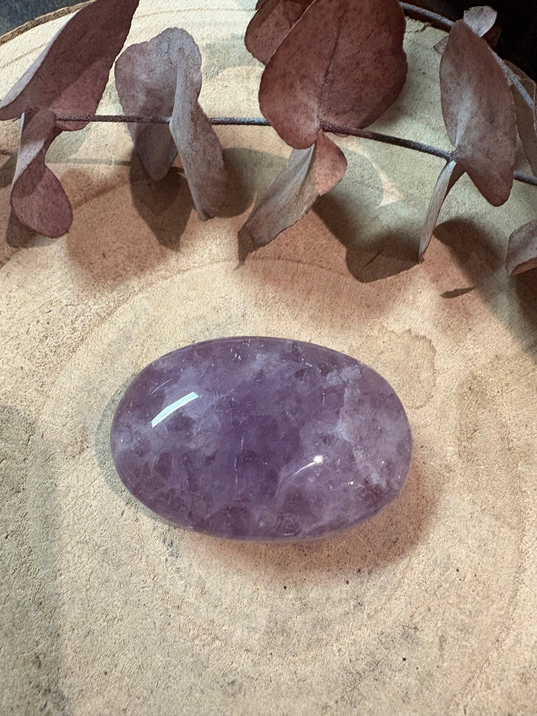 Crazy Lace Amethyst Palm Stone SKU 26455