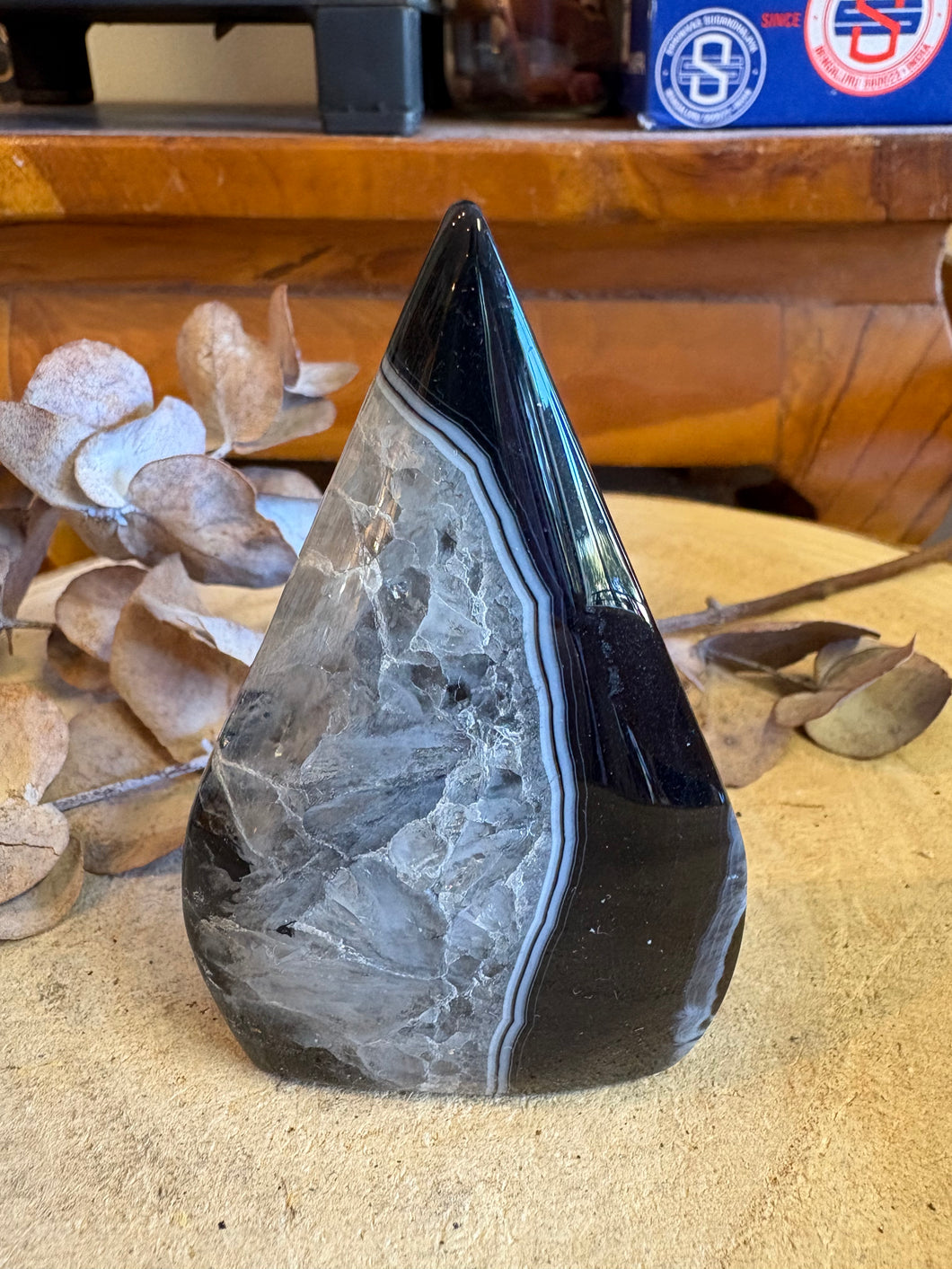 Black Banded Agate & Quartz Freeform SKU 25060