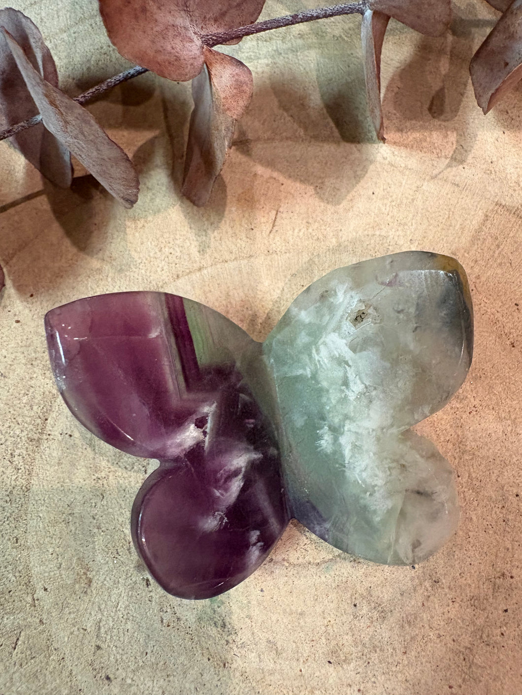 Rainbow Fluorite Butterfly Carving SKU 26833