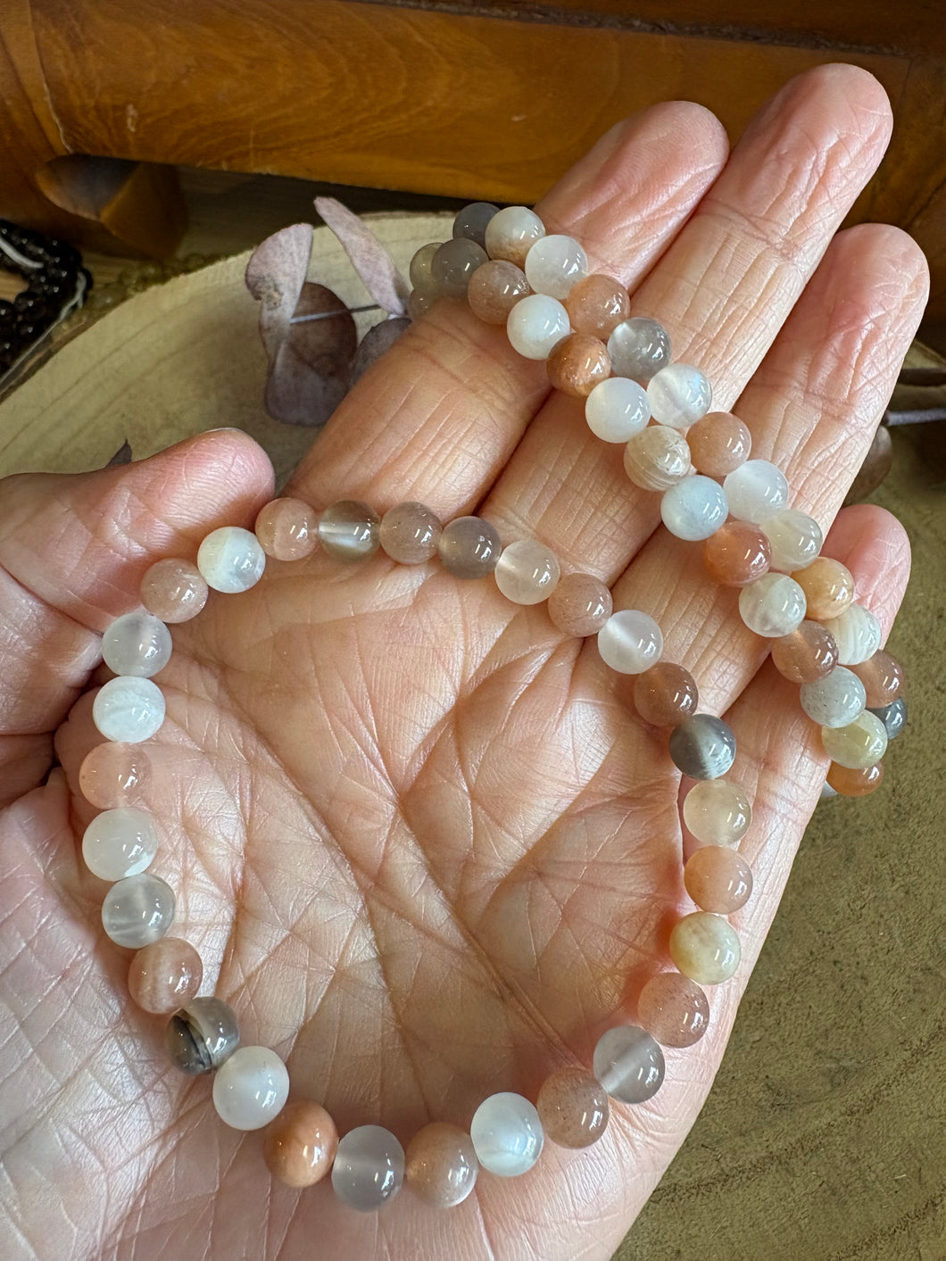 Mixed Moonstone 6mm Bead Bracelet SKU 26112