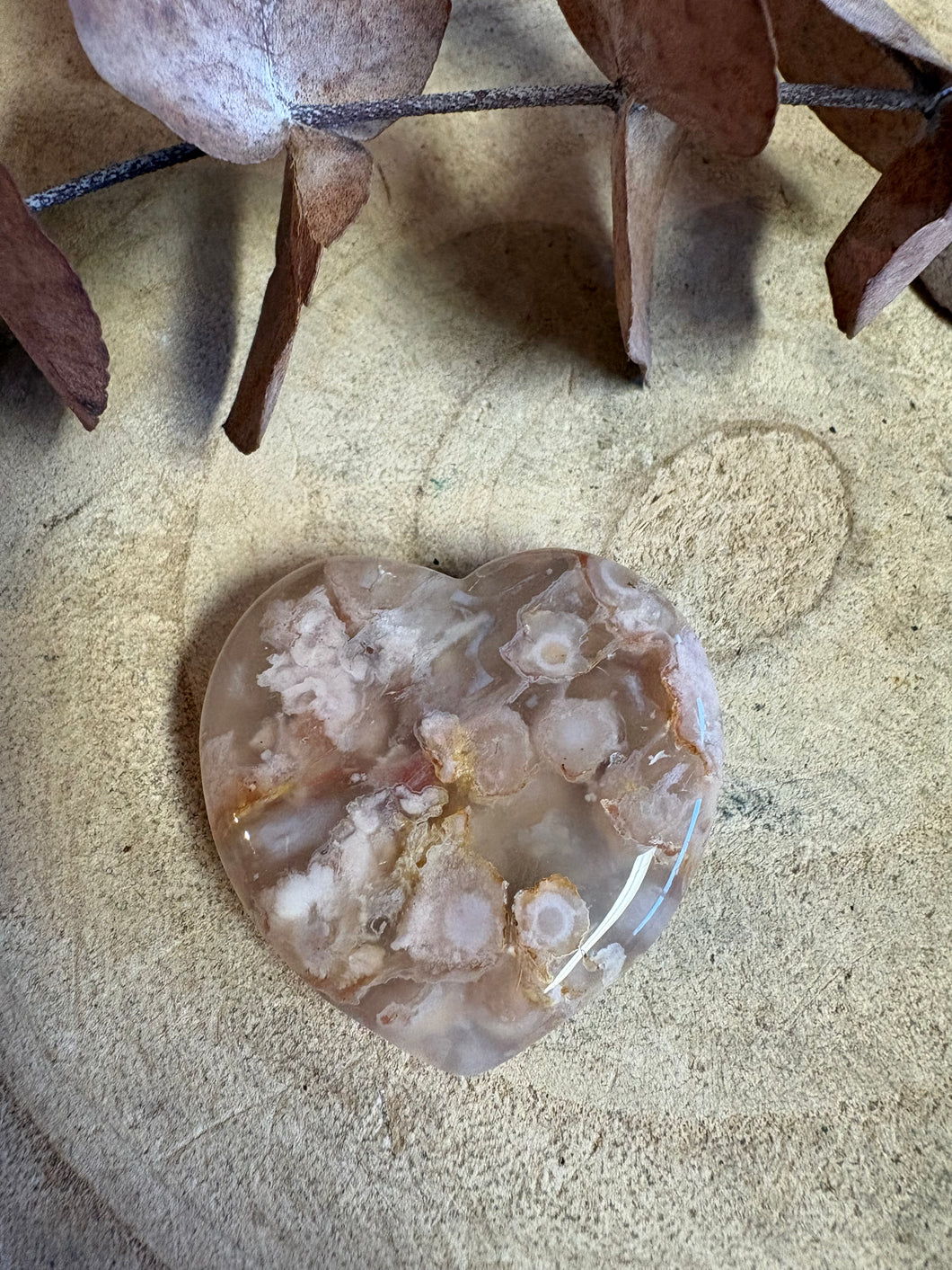 Flower Agate Heart SKU 26095