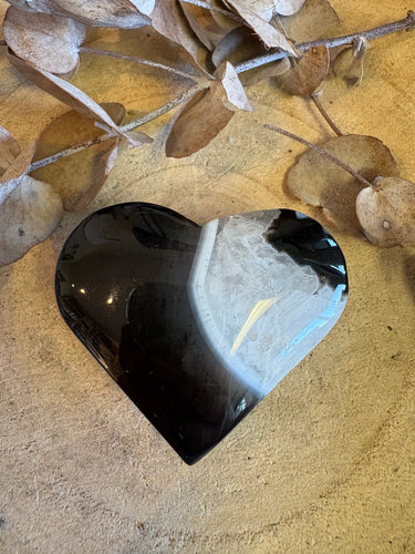 Black Agate & Quartz Heart SKU 24364