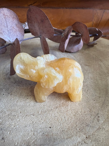 Orange Calcite Elephant Carving SKU 25593