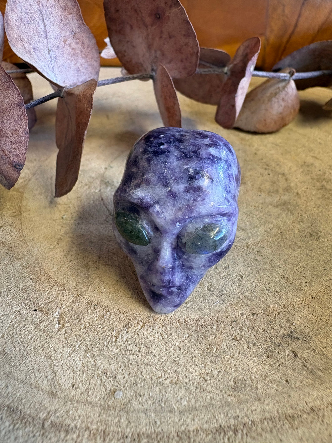Lepidolite & Labradorite Alien Head Carving SKU 26223