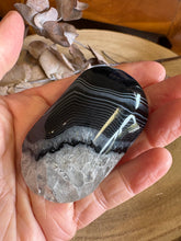 Black Agate & Quartz Palm Stone SKU 25067