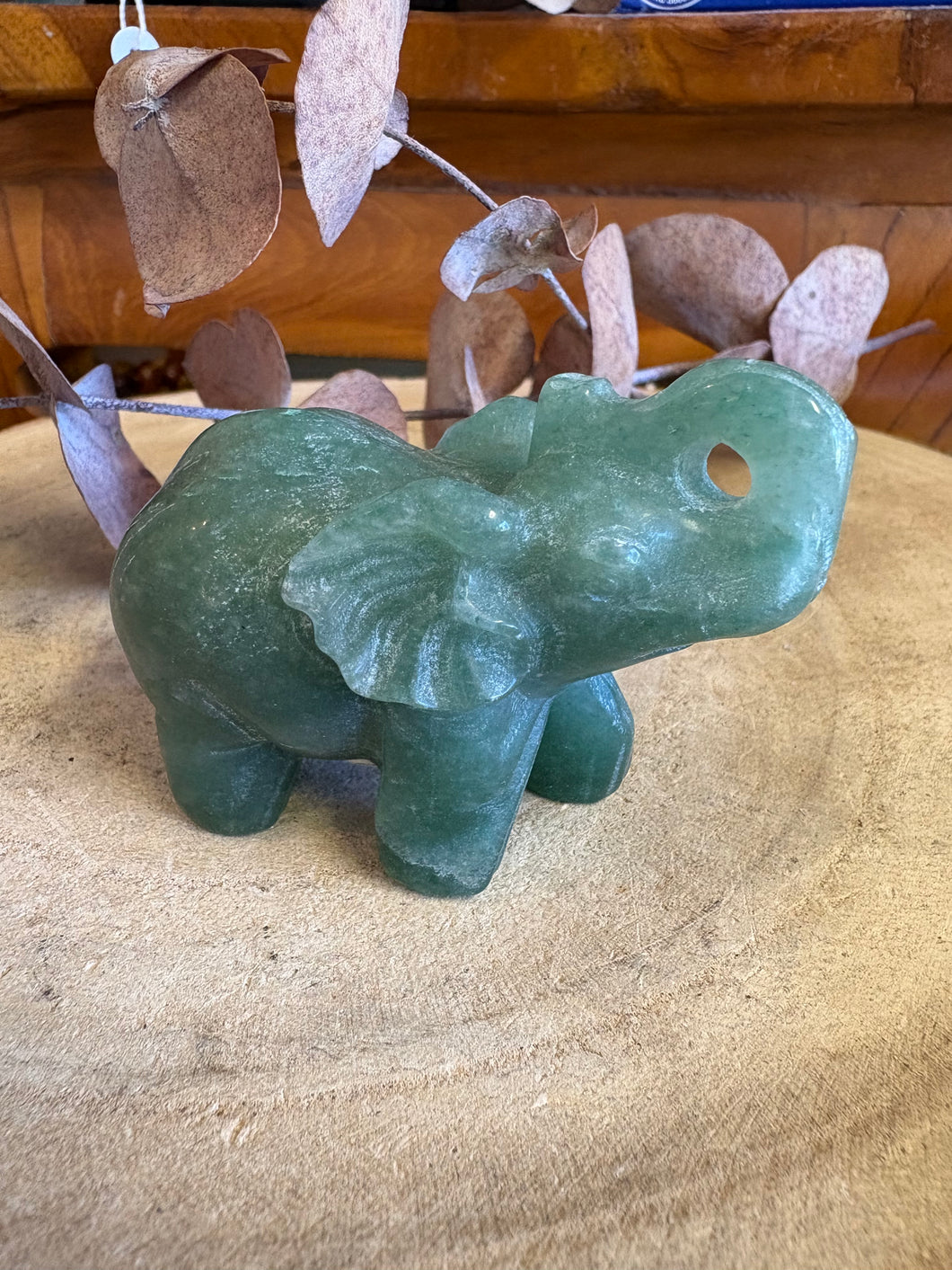 Green Aventurine Elephant Carving SKU 25591A