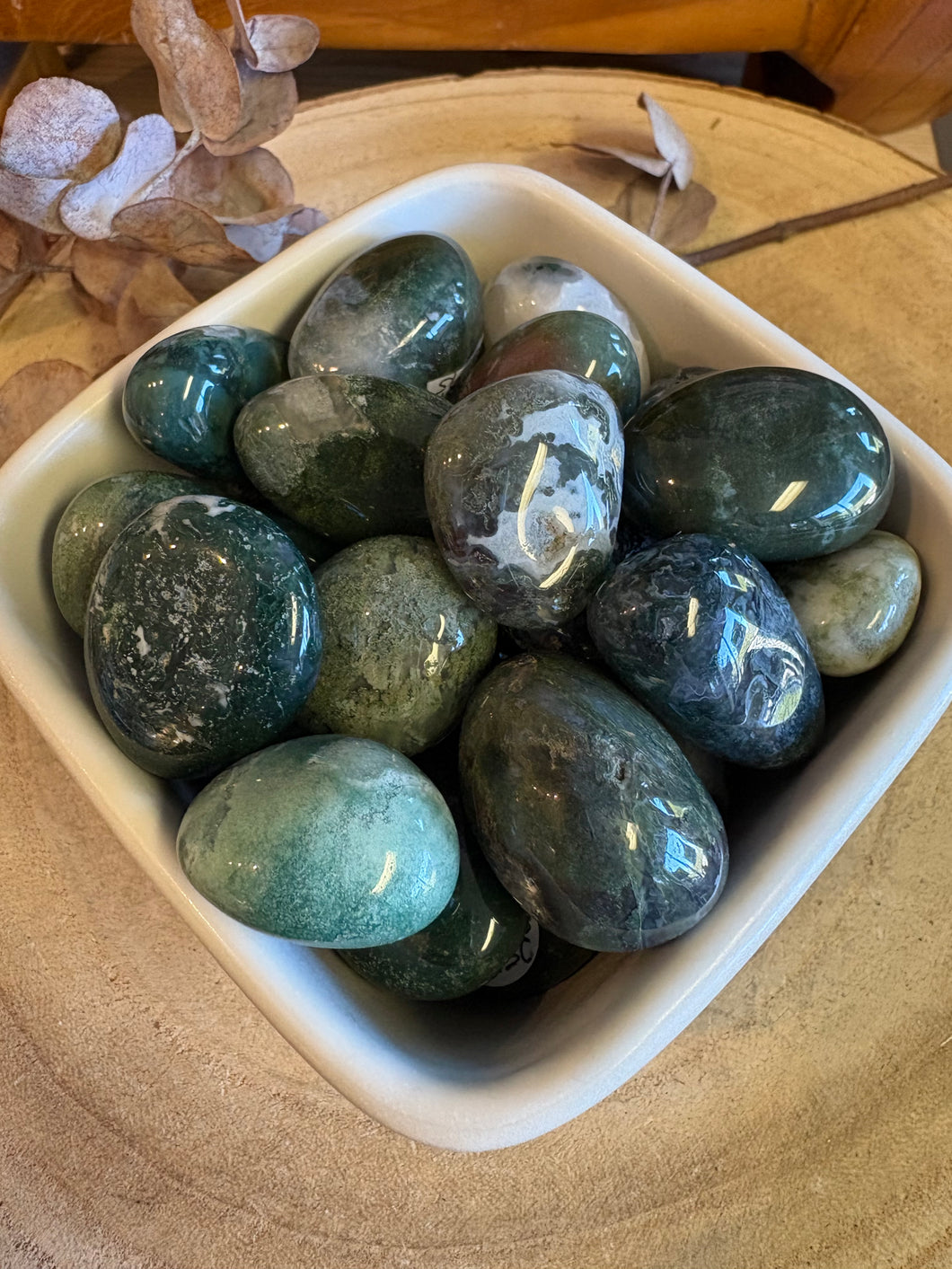 Moss Agate Tumblestones SKU 25151