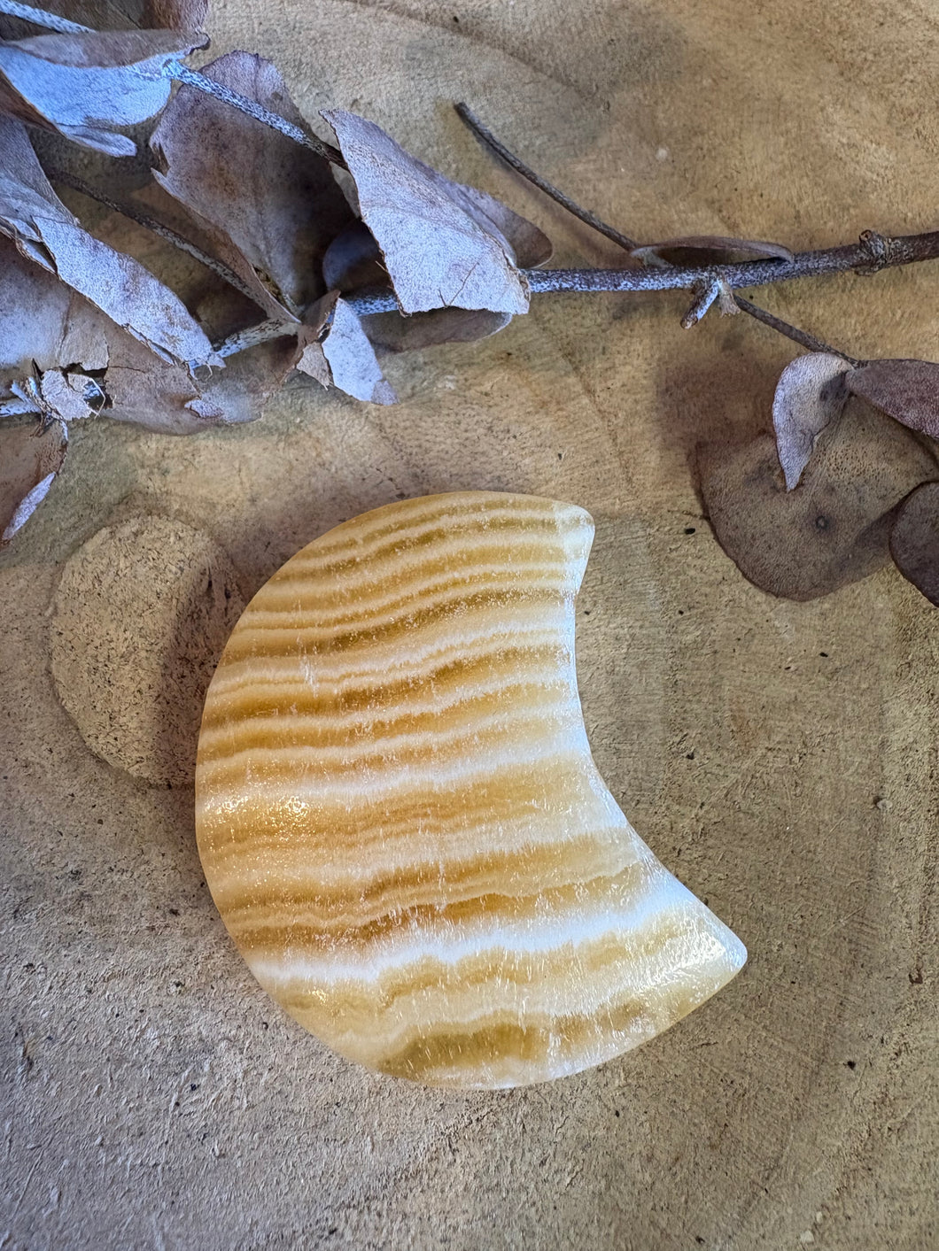 Orange Calcite Crescent Moon SKU 24938