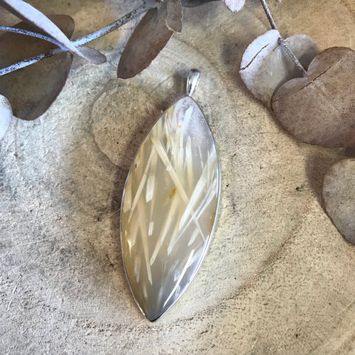 Entia Sterling Silver Feather Agate Pendant SKU 23897