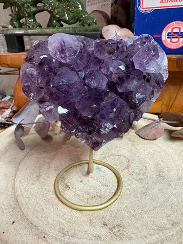 Amethyst Cluster Heart in Stand SKU 26356