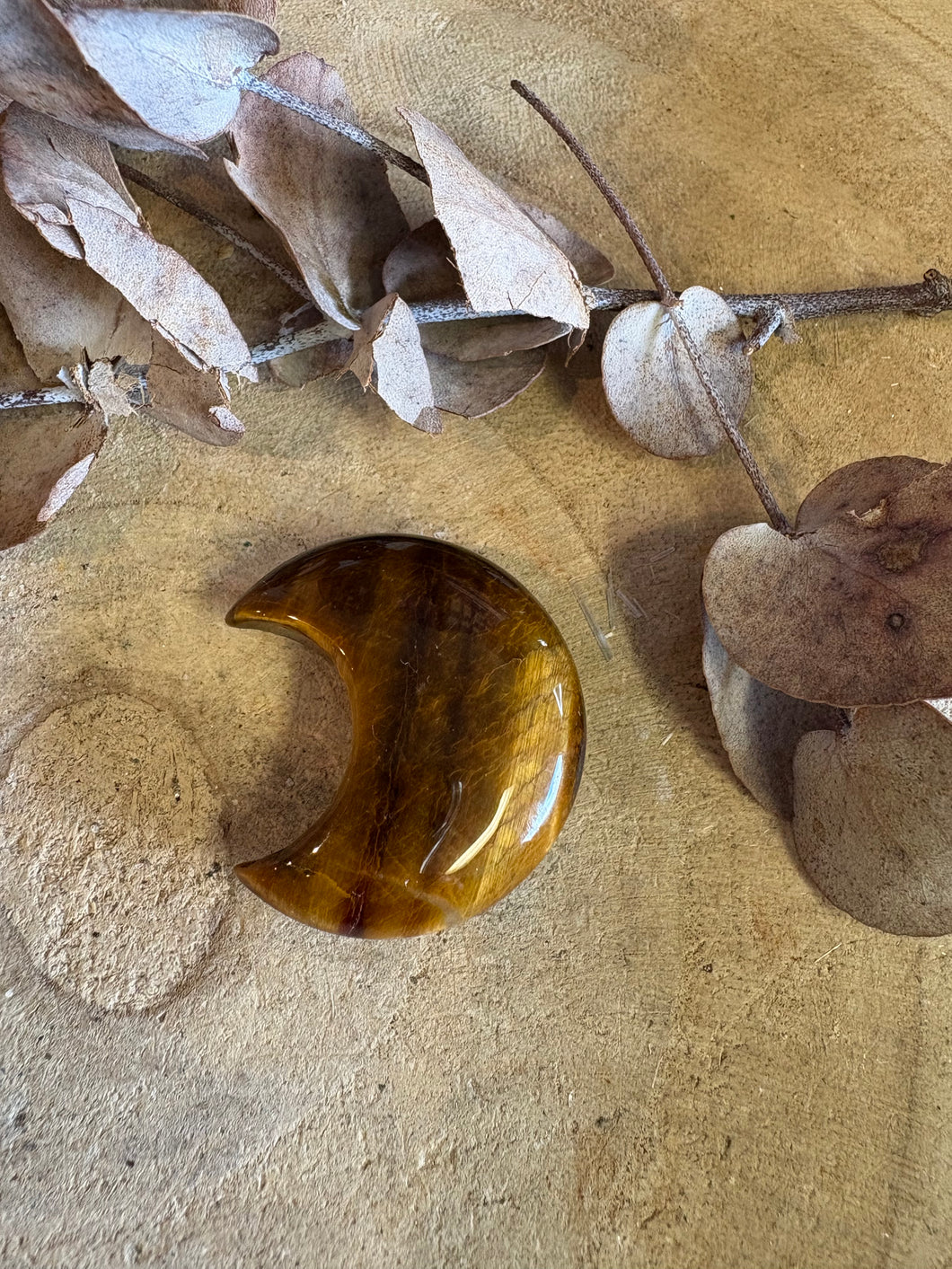 Tiger Eye Crescent Moon SKU 24804