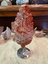 Red Jasper Leaf Carving on Stand SKU 26836RJ
