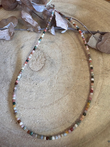 Entia Alashan Jasper Facet Cut Bead Necklace SKU 25302