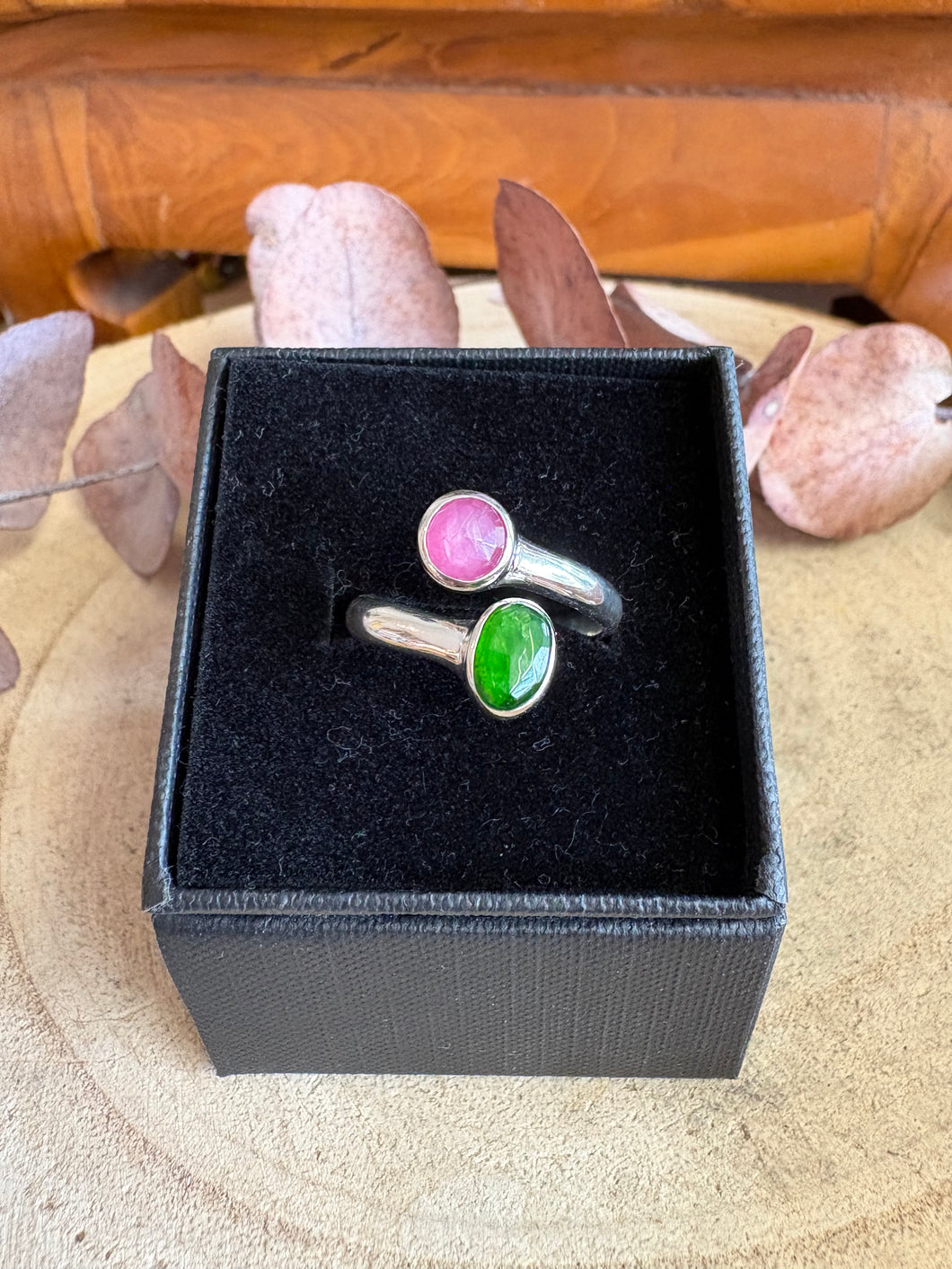 Entia Sterling Silver Raspberry Sapphire & Chrome Diopside Ring SKU 26036