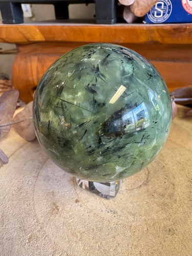 Prehnite, Epidote & Rutile Sphere SKU 25602