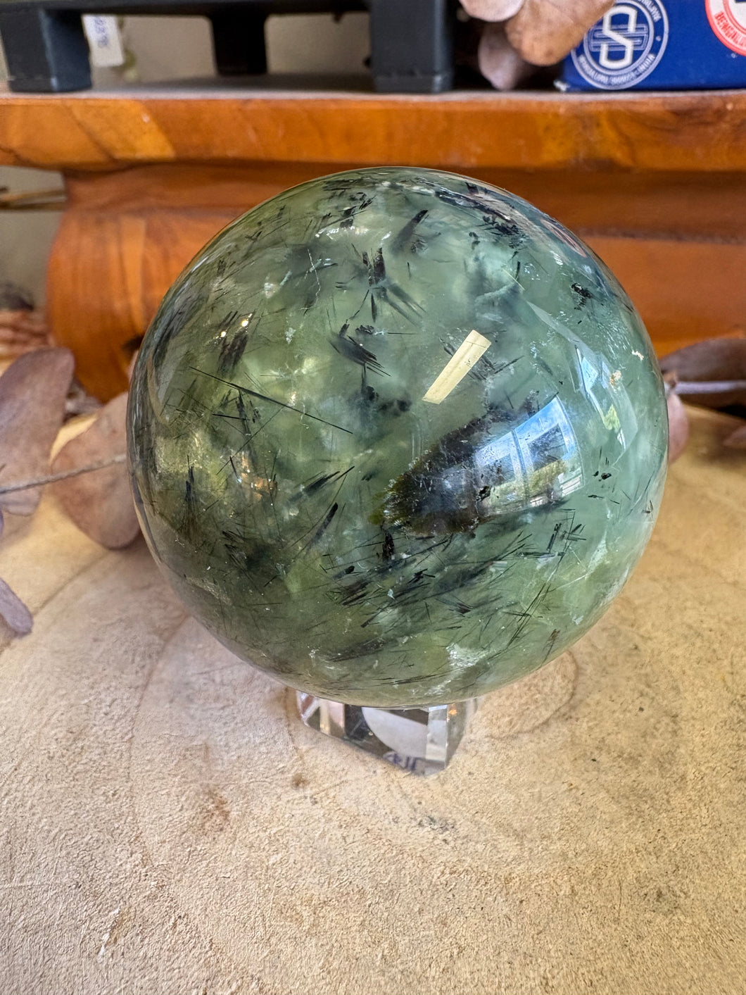 Prehnite, Epidote & Rutile Sphere SKU 25602