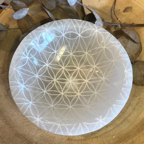 Selenite Flower of Life Bowl SKU 23855