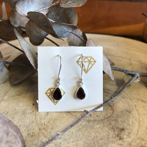 Sterling Silver Garnet Drop Earrings SKU 23177