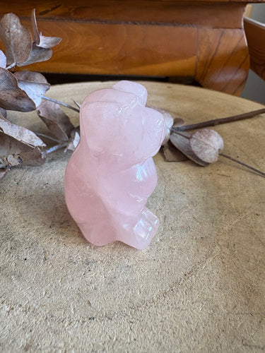 Rose Quartz Dog Carving SKU 25196