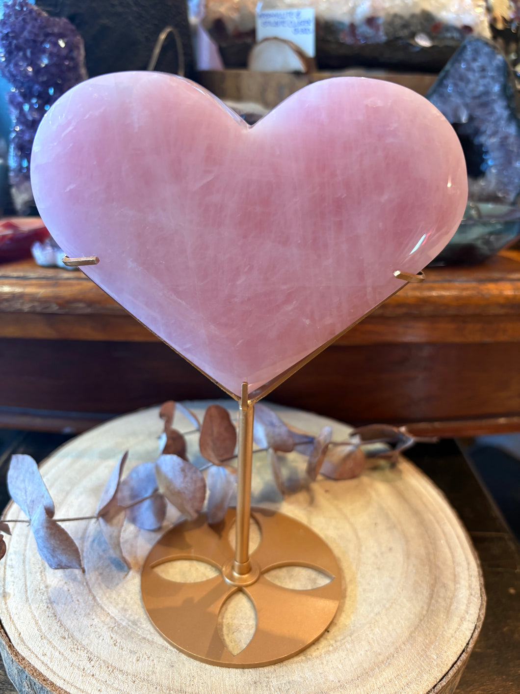 Rose Quartz Heart on Stand SKU 26799