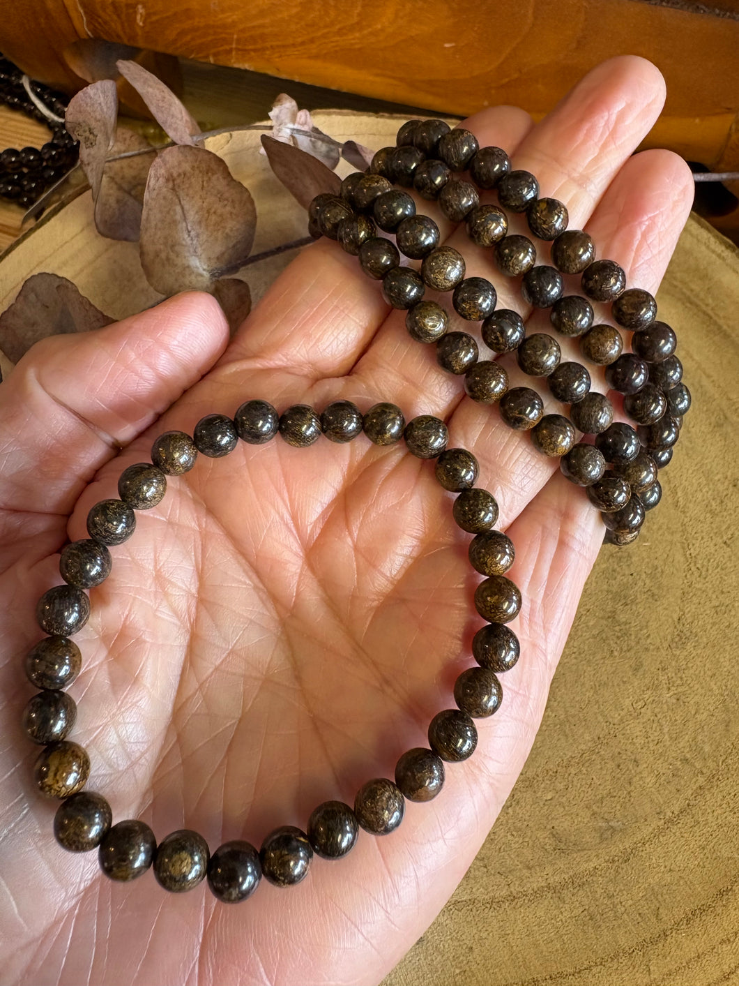 Bronzite 6mm Bead Bracelet SKU 26106