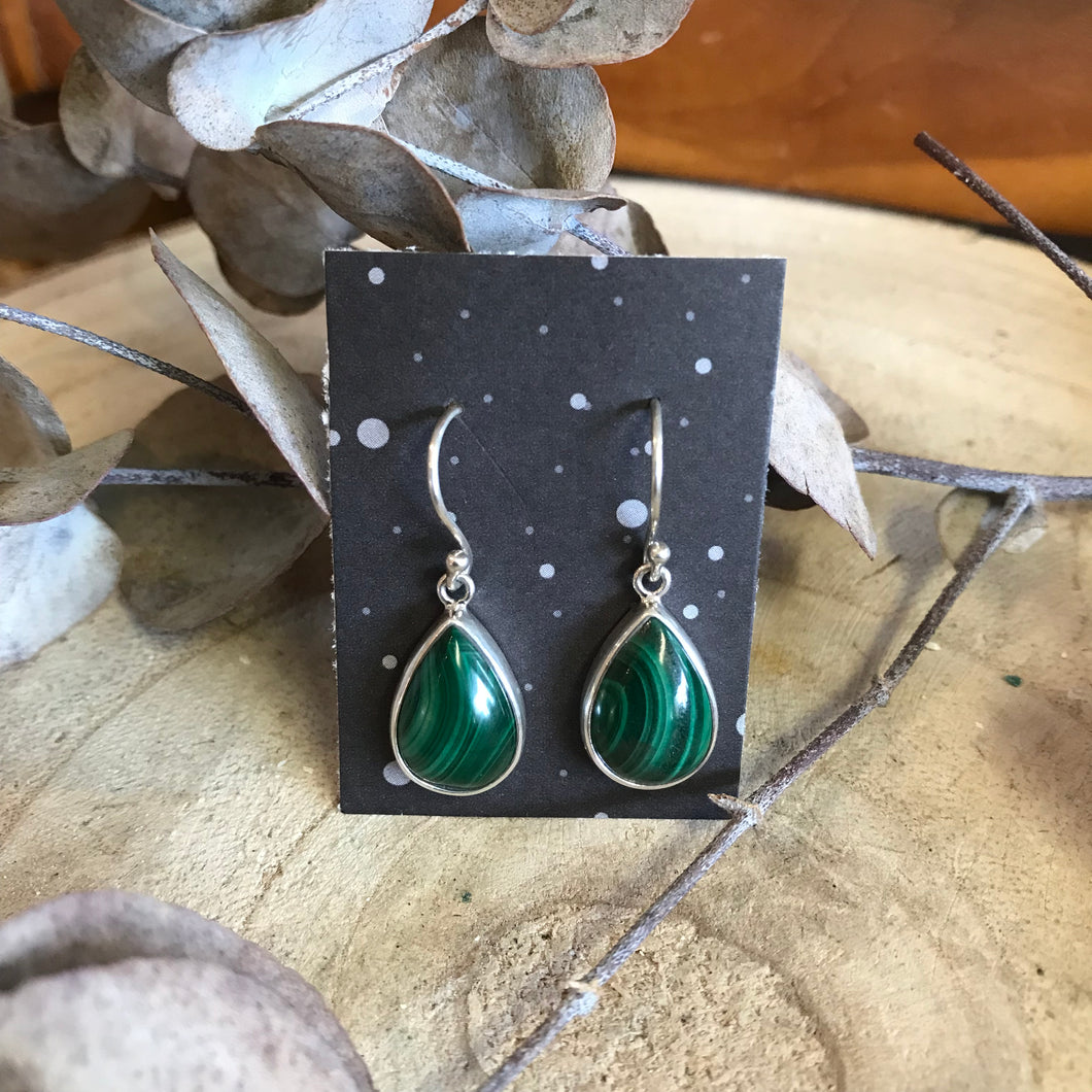 Malachite good Earrings Handmade Silver , Malachite Drop Esrrings