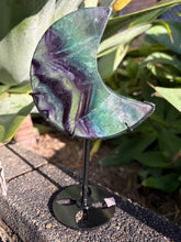 Rainbow Fluorite Moon on Stand SKU 26393