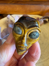 Tiger Eye & Labradorite Alien Head Carving SKU 26224