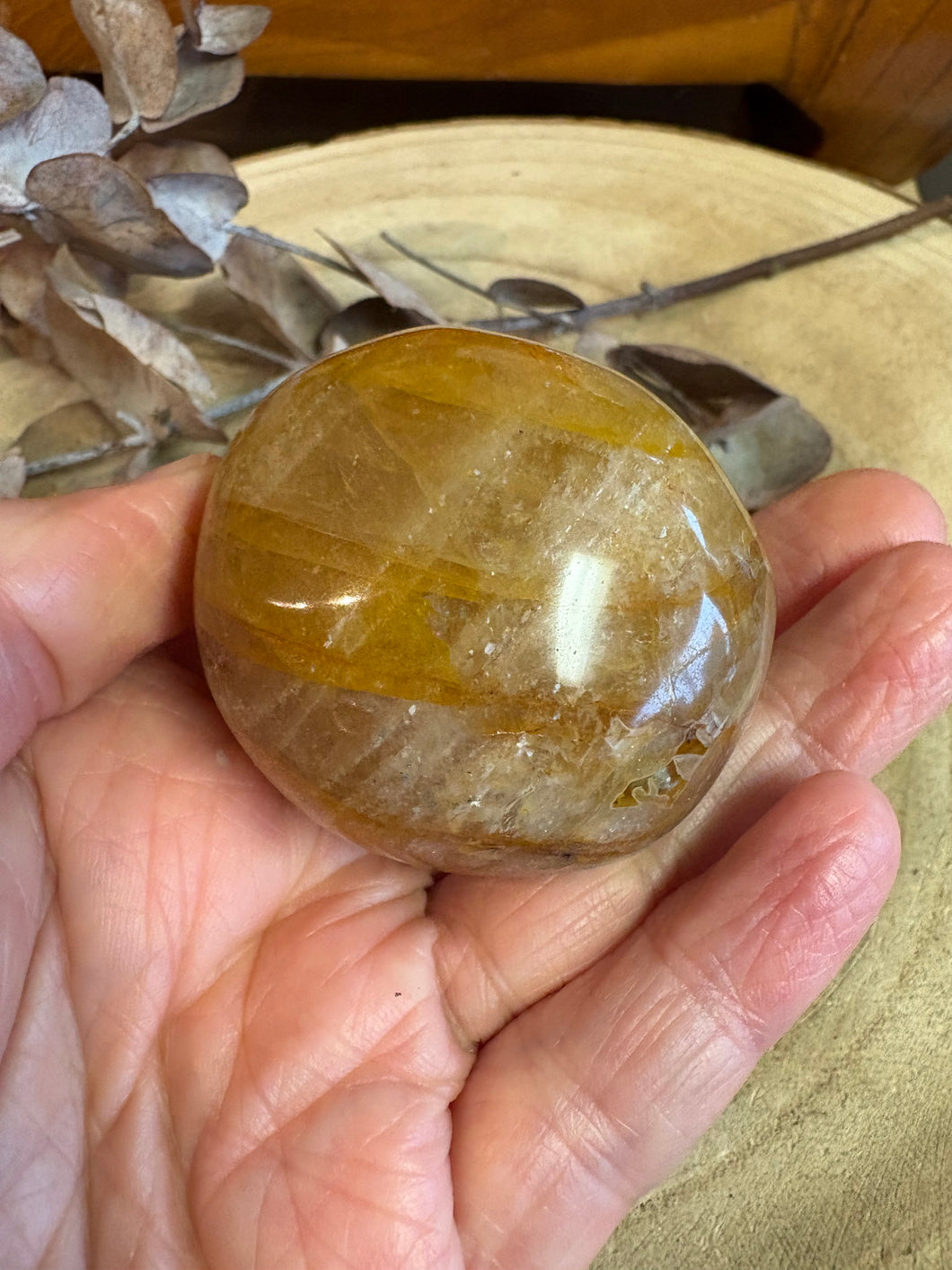 Golden Healer Quartz Palm Stone SKU 24623
