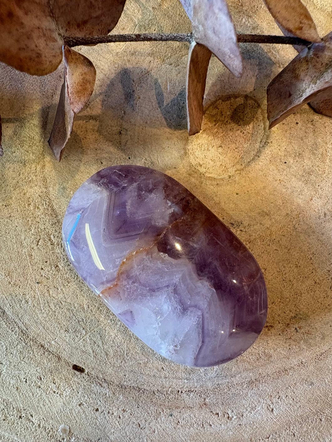 Crazy Lace Amethyst Palm Stone SKU 26457