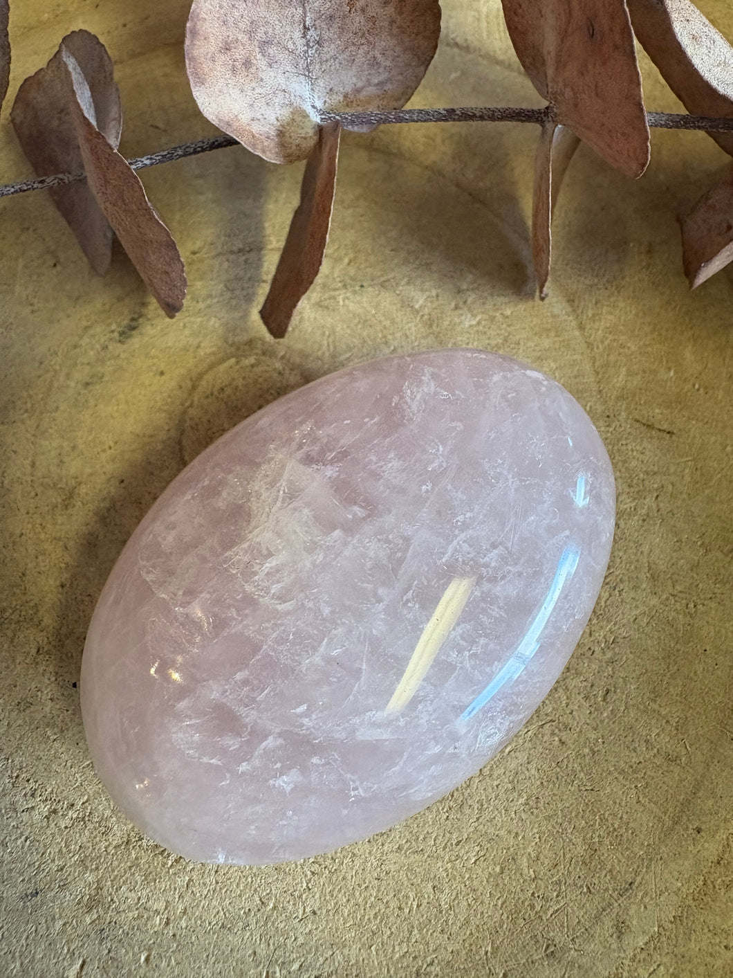 Rose Quartz Palm Stone SKU 25594
