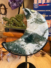 Moss Agate Moon on Stand SKU 26481
