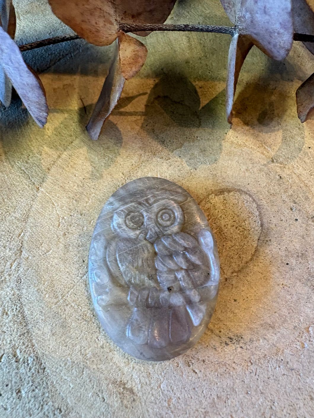 Moonstone Owl Carving SKU 26467A