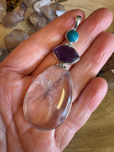 Entia Sterling Silver Clear Quartz, Amethyst & Chrysocolla Pendant SKU 24728
