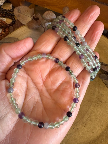 Rainbow Fluorite 4mm Bead Bracelet SKU 25510