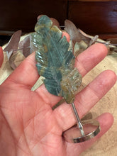 Blue Onyx Leaf Carving on Stand SKU 26836BO