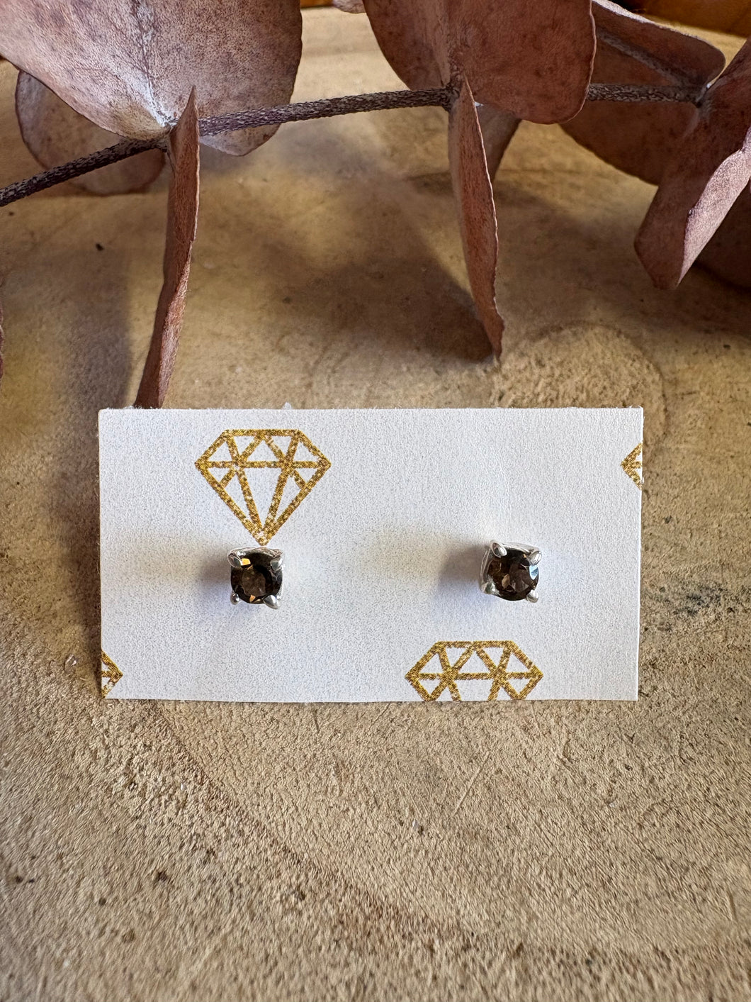 Sterling Silver Smoky Quartz Stud Earrings SKU 25906