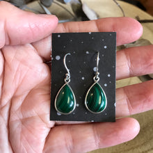 Sterling Silver Malachite Drop Earrings SKU 23198