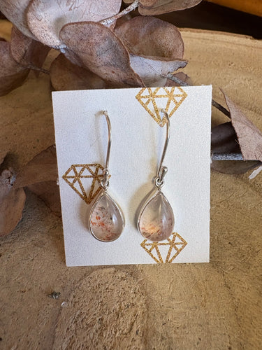 Sterling Silver Sunstone Drop Earrings SKU 25355