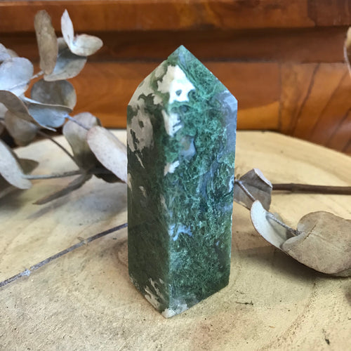 Moss Agate Obelisk SKU 23065