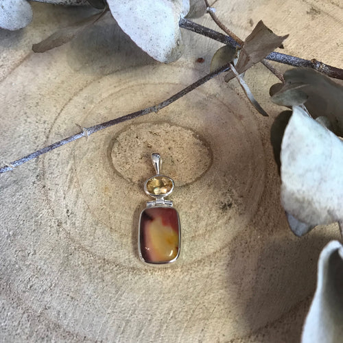 Entia Sterling Silver Mookaite & Citrine Pendant SKU 22441