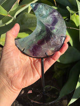 Rainbow Fluorite Moon on Stand SKU 26394